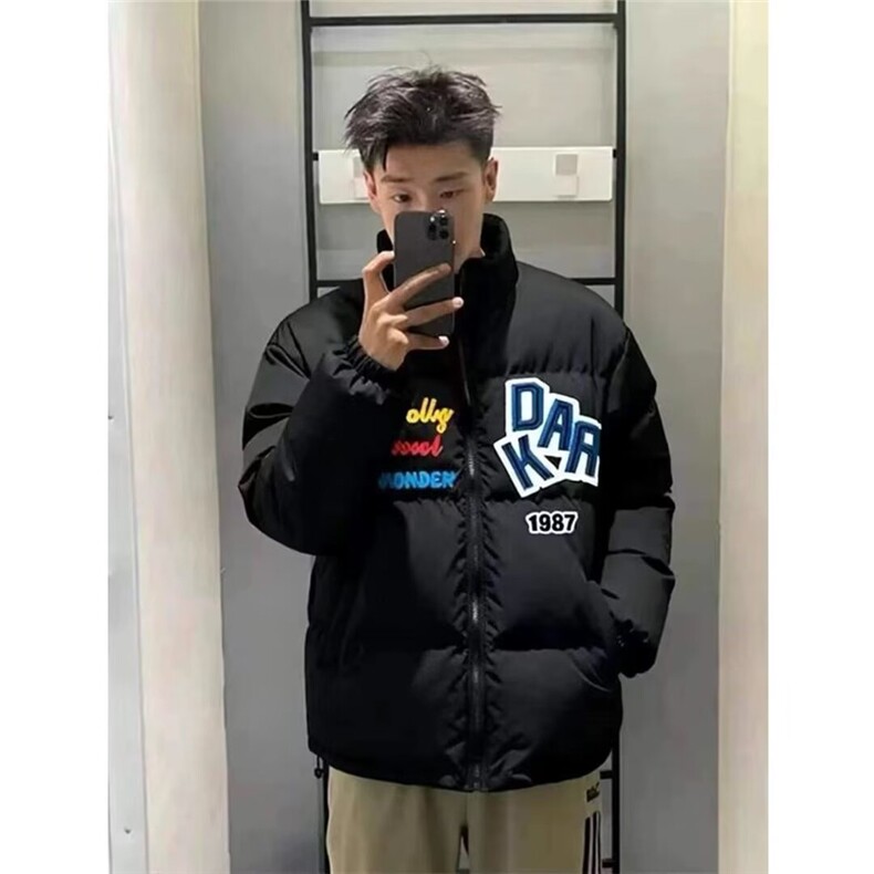 潮美式重工字母植绒刺绣棒球服男春秋季宽松百搭设计感棉衣外套,男装棉衣,星座506A