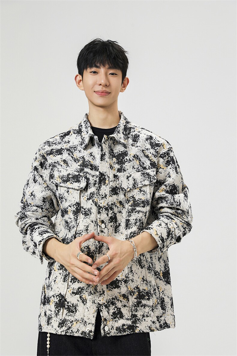 可二开定制扎染雾霾小香风面料大码M-5XL夹克男JK78082P79控128,男装夹克,星座226-1