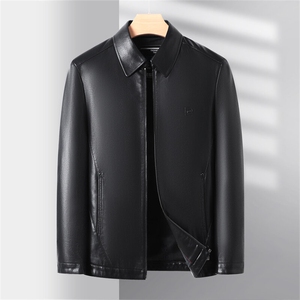 皮尔卡丹男士2025皮衣软中青年皮夹克春秋新款机车服外套爸爸装图片