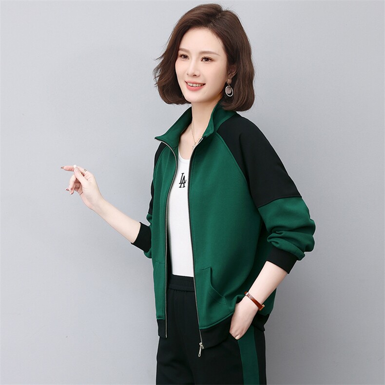 长期现货，卫衣女2024春秋新款宽松拼接薄款休闲开衫外套,女装短外套,涵誉