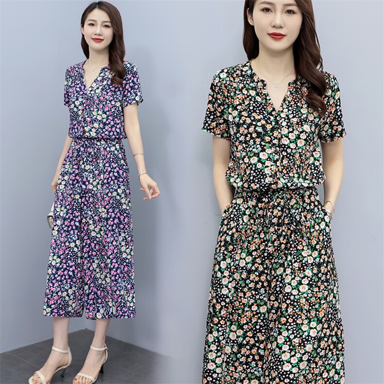 碎花连体裤夏女阔腿裤垂感夏季薄款显瘦2024新款夏装文艺裙子,女装连体裤,木橙西子