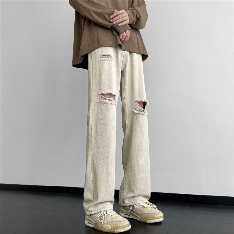 美式破洞牛仔裤男款秋季长裤潮M1005P40,男装牛仔裤,星座1116-2