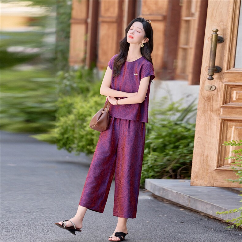 2026年夏季休闲风两件套女,女装套装/套裙,素月