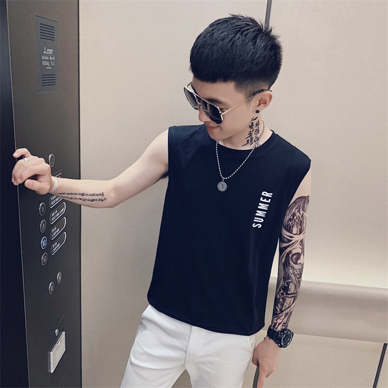 312A-9001-P352025夏季社会小伙无袖宽松背心汗衫坎肩上衣A,男装背心/马甲,星座312A-5