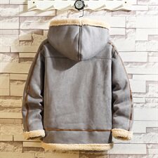 秋冬季新款皮毛一体潮流时尚羊羔毛连帽休闲男棉衣外套MY10/P115，男装棉衣，星座608A