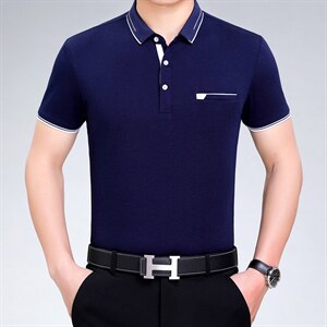 爸爸夏装短袖棉t恤中老年人男装夏季上衣中年男士polo衫夏天衣服,男装T恤,电商B212（原钱塘6029）