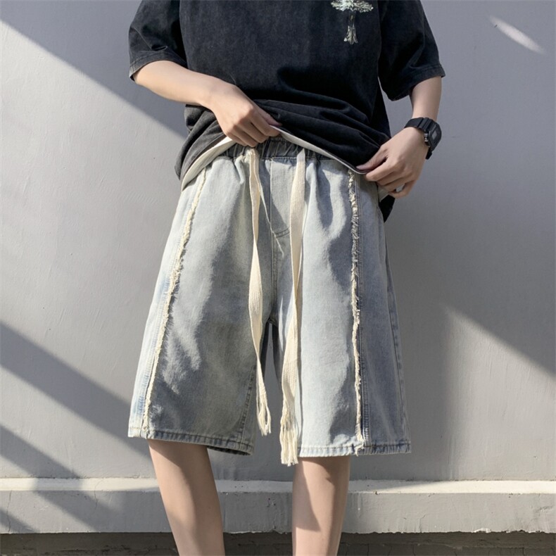 牛仔短裤男士夏季直筒宽松中裤美式潮牌五分裤子男款N0783-P40,男装牛仔裤,星座308B-1