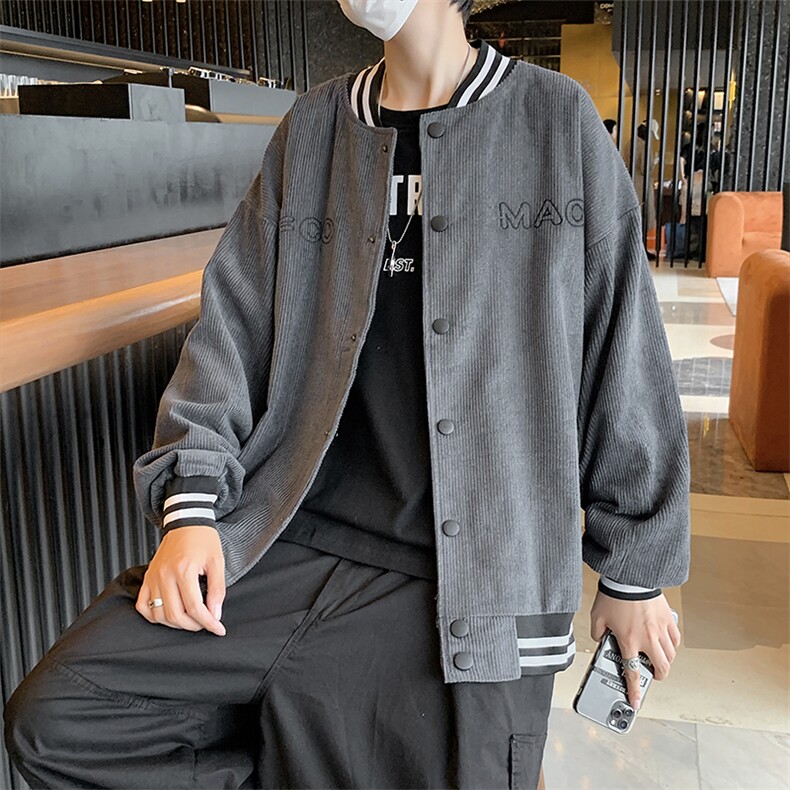 秋冬新品宽松街头运动风口袋班服条纹开衫夹克外套男装W1506-P48,男装夹克,星座512-4