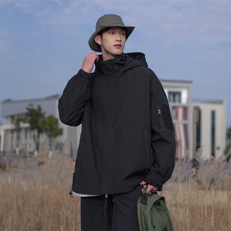 春季新款魔术贴连帽夹克潮流机能风百搭冲锋衣外套CYJK9235-P80,男装夹克,电商A128