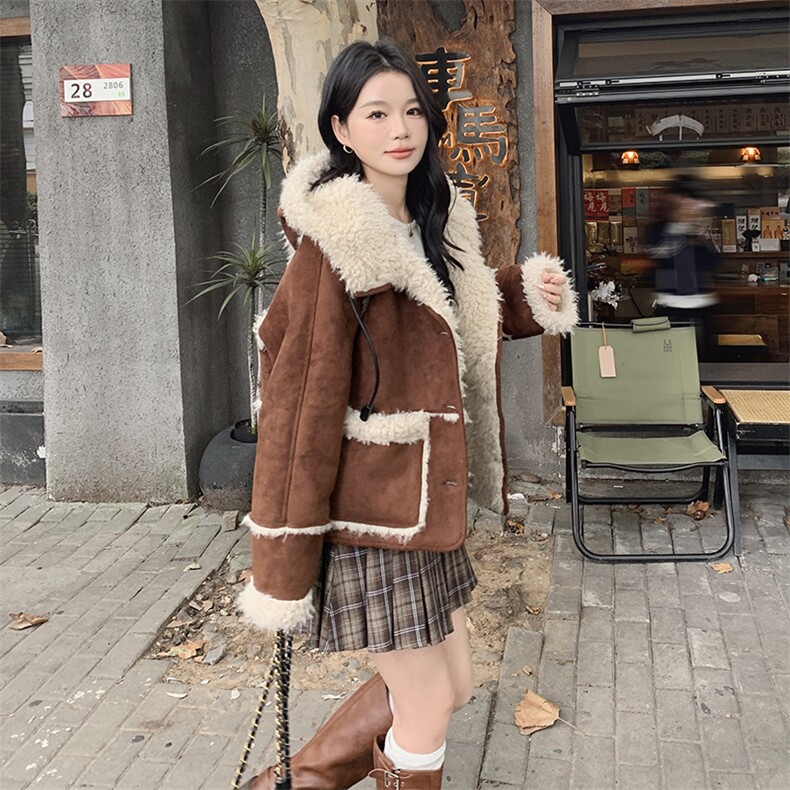 现货主推！！加厚皮毛一体外套2C205-8811-P190-K278,女装短外套,2C205
