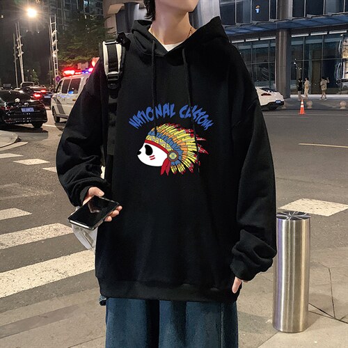 WY2196-P35加绒款-P40纯棉连帽卫衣男大码运动帽衫宽松薄外套男