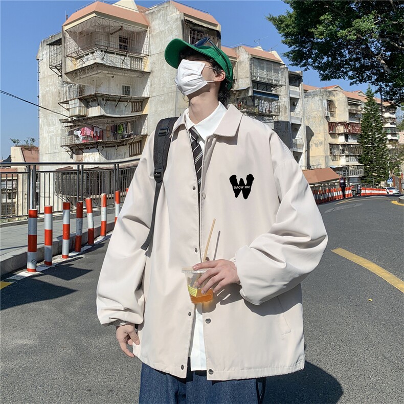 ！23秋季新款宽松大码港风W印花夹克外套JK16105-P50控68,男装夹克,星座508（原C305）