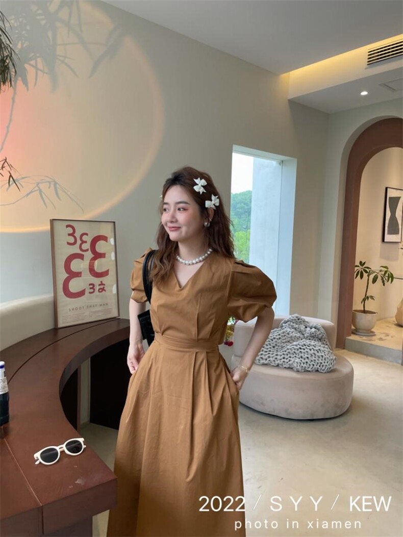 夏季露背连衣裙，女装连衣裙，6·9衣社