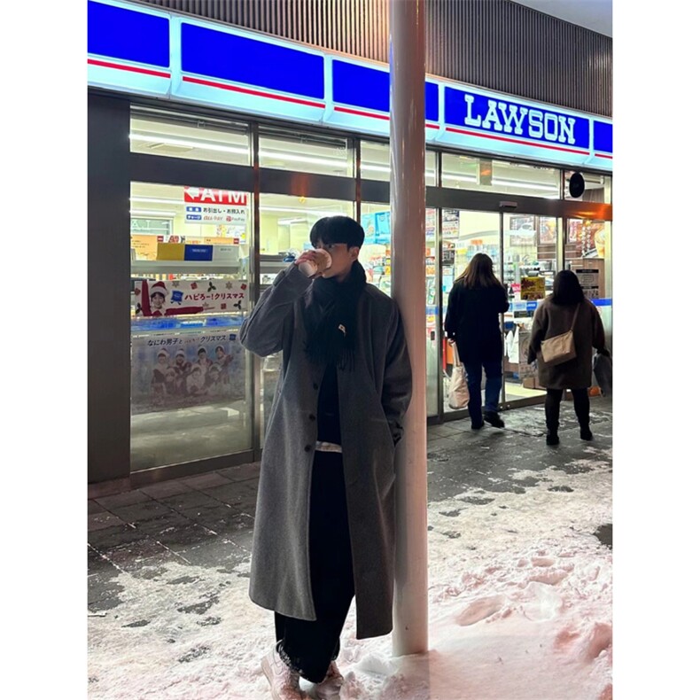 【现货】加绒超长款秋冬男士呢大衣韩版潮流大衣DY0026P128,男装毛呢大衣,星座1004（原星座815-3）