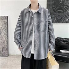 长袖条纹衬衫男港风日系外套K1817P30，男装衬衫，星座1116-2