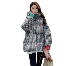【现货】千鸟格OVERSIZE羽绒服251-P190-K298，女装羽绒服，浙宝189