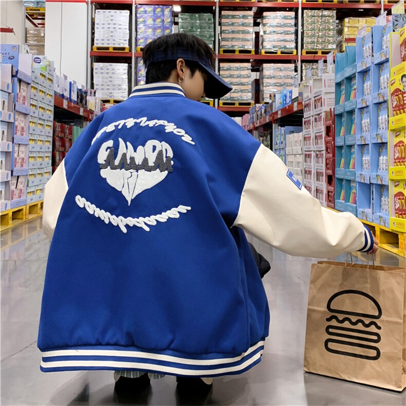 美式外套男士春秋季vintage拼接棒球服潮牌oversize夹克W8710-P72图片