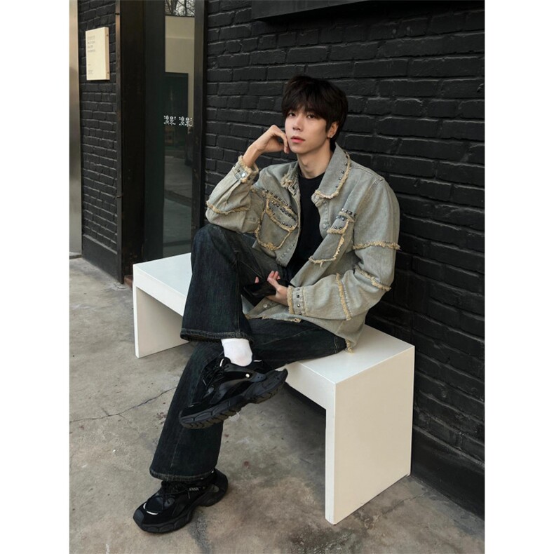 【有货】cleanfit毛边牛仔外套男款美式高街工装夹克CT01CC-P65,男装夹克,星座1007（原301D）