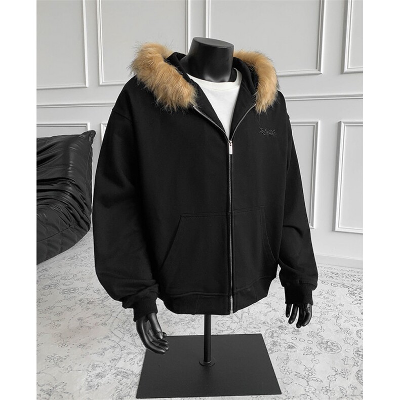 W989-P88秋季新款重磅420g毛领美式连帽开衫卫衣设计感假模，男装卫衣，星座517A-8（原B282）