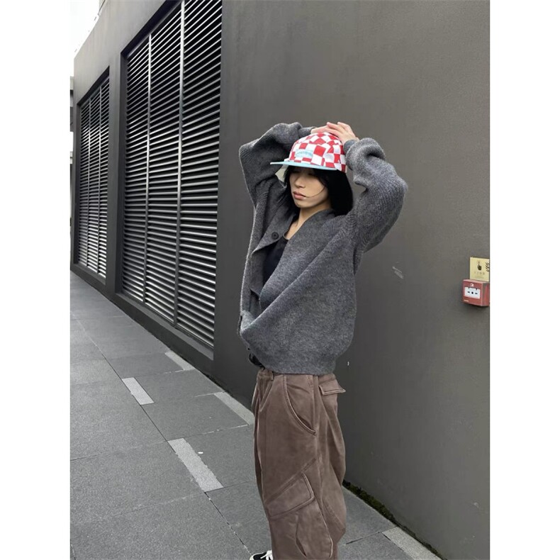 850克老钱风慵懒针织衫外套复古百搭松弛感开衫道袍毛衣MF45P65,男装针织衫/毛衣,电商D256
