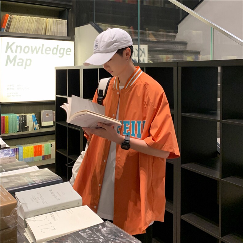 新款短袖衬衫男ins港风嘻哈潮牌情侣装上衣夏季新款衬衣W937-P30,男装衬衫,星座512-2