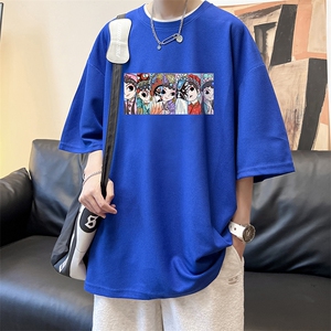 京剧脸谱风华夫格t恤男短袖男大码五分袖 酒店风 HT73250-P22图片