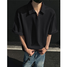 夏季新品老钱风宽松休闲POLO衫短袖T恤上衣男H1083特P35，男装T恤，电商A341