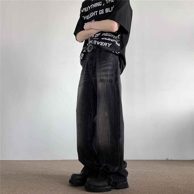 xz905-2-Z023##P65-（控98）扎花工艺高街美式水洗牛仔裤,男装牛仔裤,星座905-2