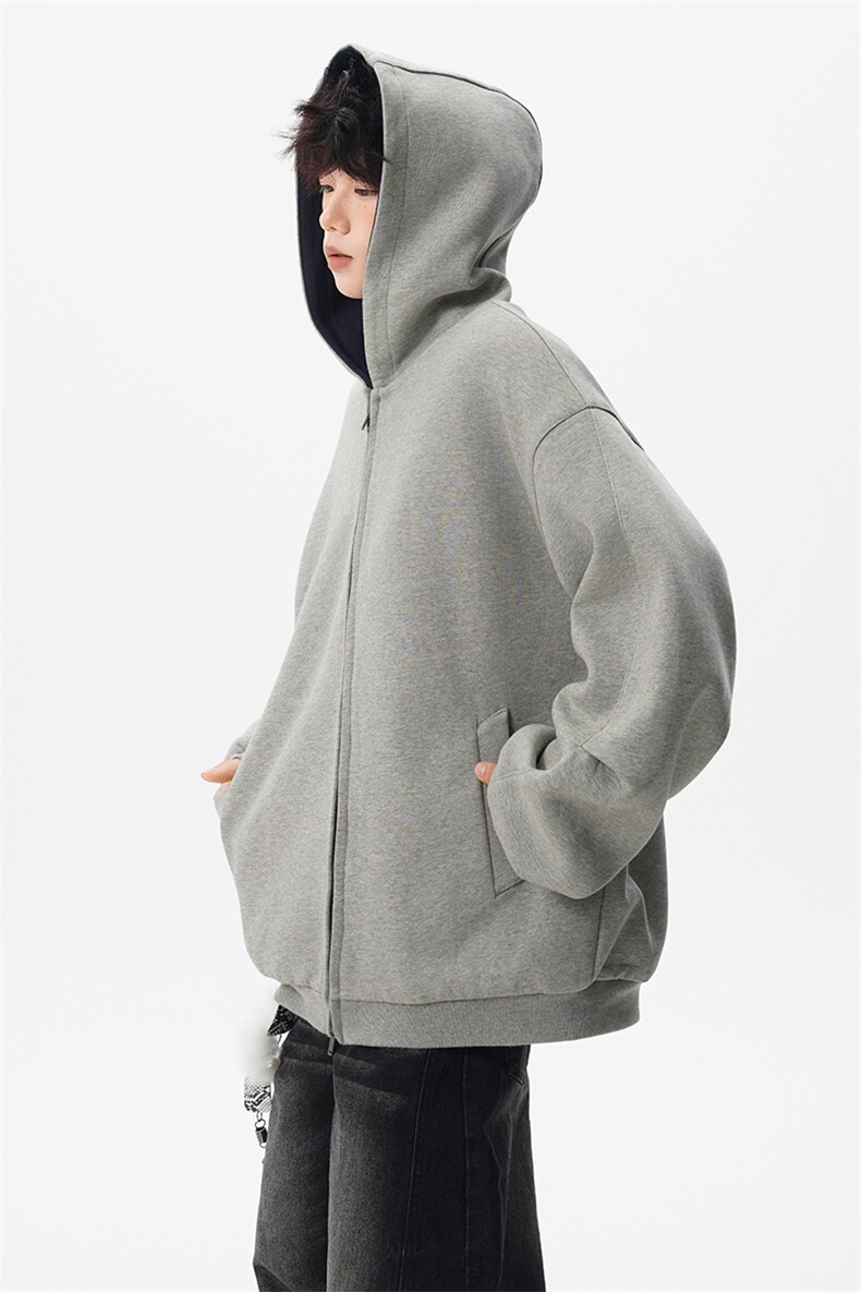 8XL-M500克潮牌百搭卫衣男美式情侣连帽撞色休闲廓形外套WY33P68,女装短外套,电商D206-1