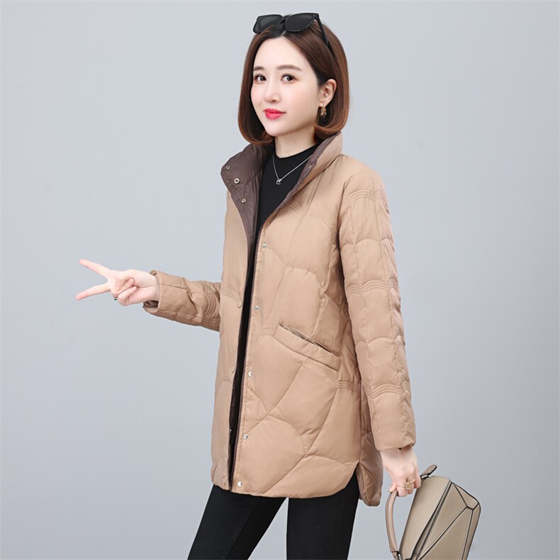2023年冬季时尚宽松前短后长羽绒服,女装羽绒服,依恋蒂丝