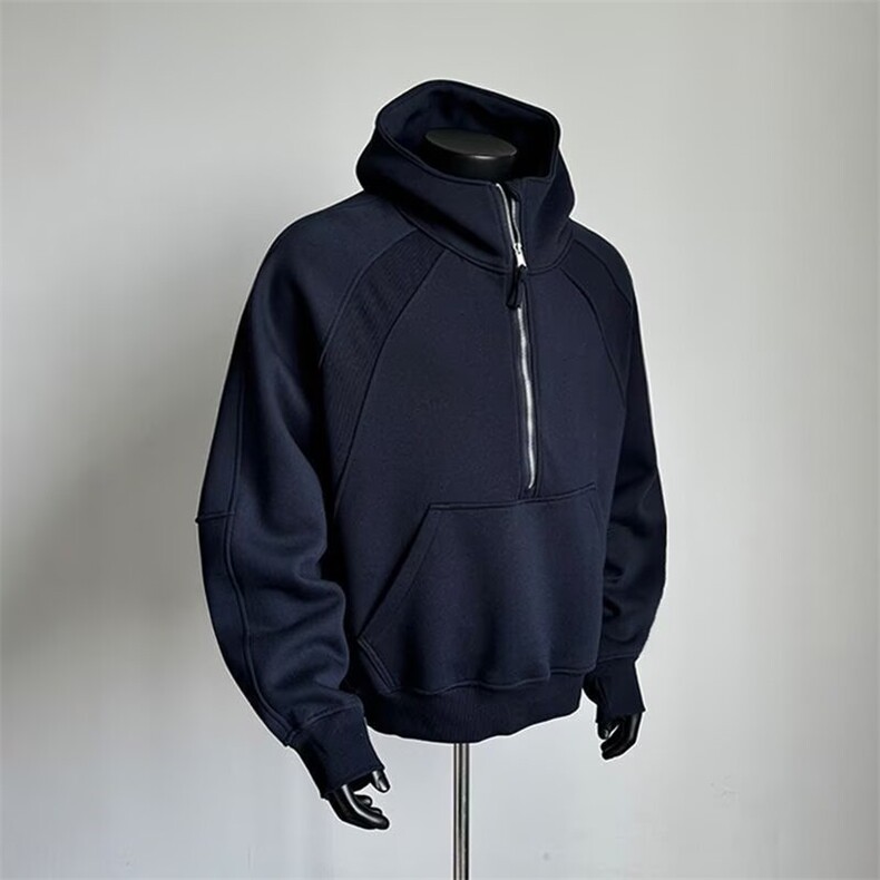 1506-1/QK0020/P57cleanfit黑色半拉链卫衣男款冬季美式连帽外套,女装短外套,星座1506