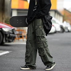 街头潮流hiphop工装裤春秋多口袋休闲裤宽松直筒长裤-XZ22，男装休闲裤，星座1002-2