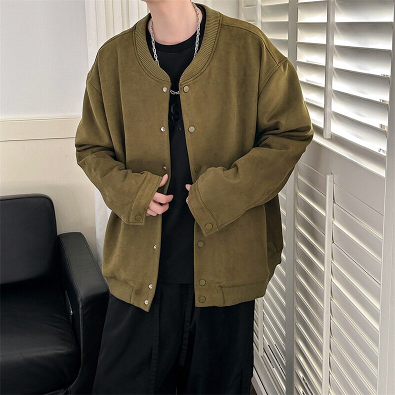 现货-秋季时尚鹿皮绒外套男宽松休闲外套夹克A351-AJ25112-P110，男装夹克，电商A351