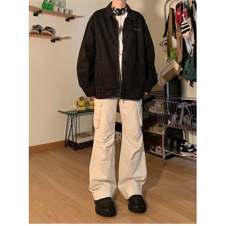 美式潮牌字母刺绣水洗牛仔外套男女同款春秋季宽松休闲百搭夹克男,男装工装外套,星座506A