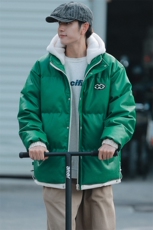 冬季港风潮假两件PU皮棉衣外套加绒休闲棉服男士8132-P145控价188，男装棉衣，电商A441-1