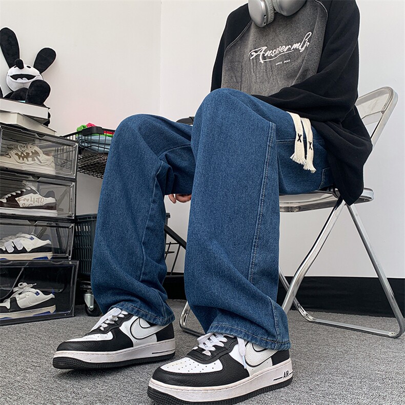 8XL-M牛仔裤男士直筒宽松特大码胖子阔腿裤男款长裤NZ110-P45控58图片