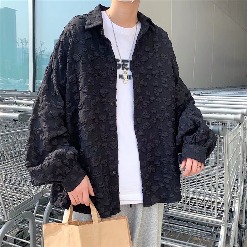 长袖衬衫男港风日系春季韩版潮流帅气衬衣C048P40图片