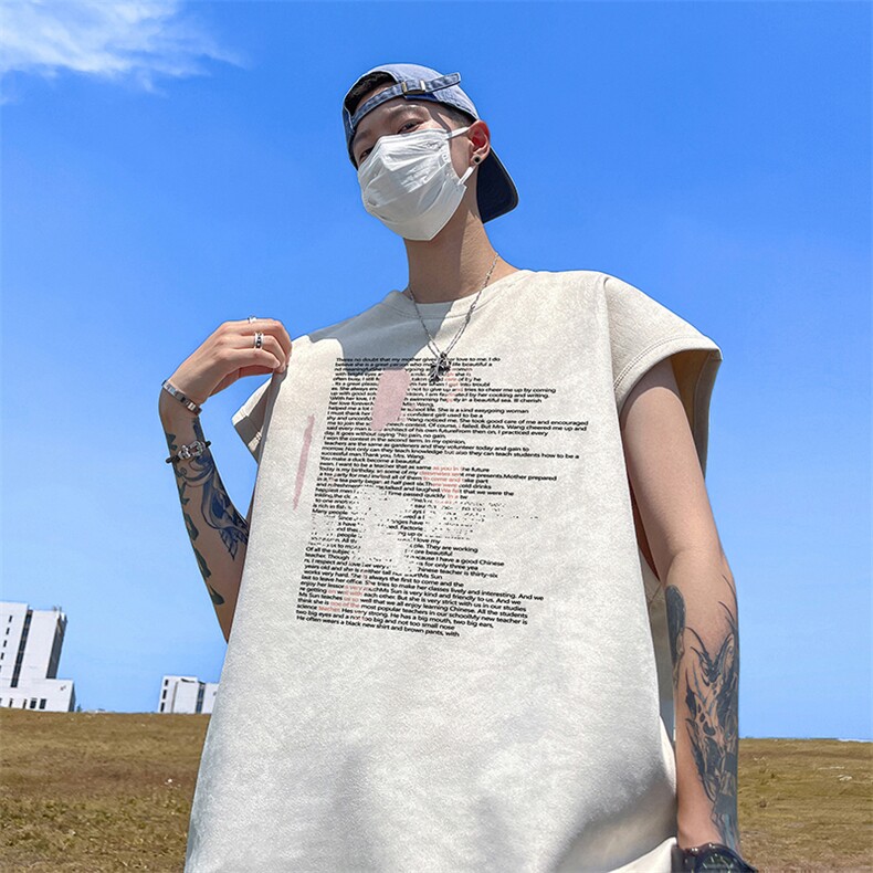 量大优供视频得物直播品220克夏季麂皮绒背心无袖T恤BJ198,男装T恤,电商A486