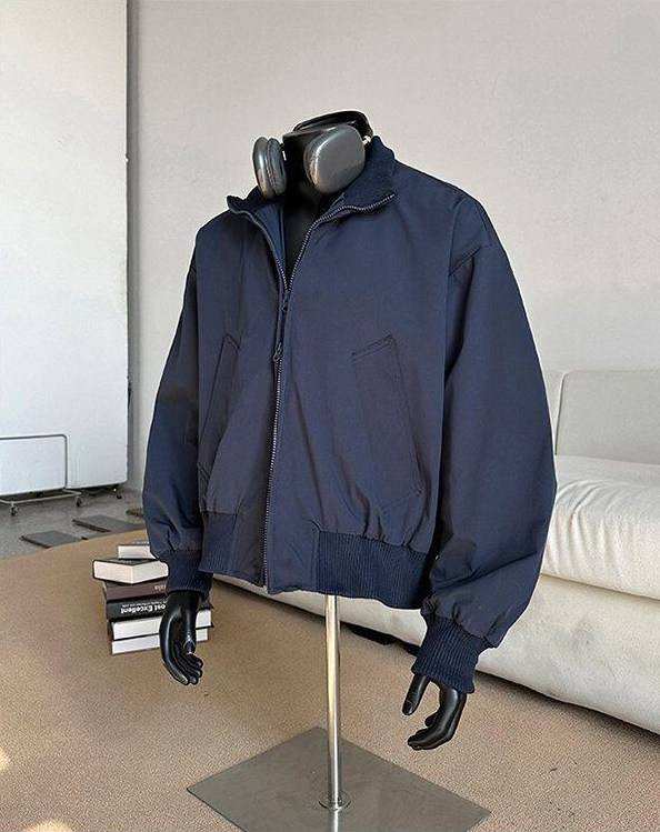 现货26春装美拉德立领飞行夹克纯色复古廓形高街棒球服外套,男装夹克,电商A486