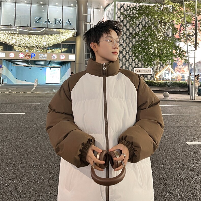 88拼接色棉衣拉链撞色棉袄男女生情侣立领A177-M718-P48,男装棉衣,电商A177