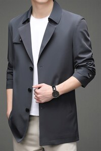 2022风衣男中款秋季中年商务休闲时尚百搭新款秋装外套上衣男装图片