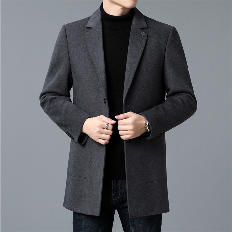 DZ38803钱塘2020-3冬季厚款商务休闲时尚中年男士西服大衣P240,男装毛呢大衣,钱塘207-3