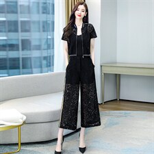 2021夏季新款简约舒适修身显瘦时尚两件套装裤，女装套装/套裙，贵人树