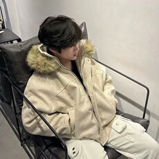 2025秋冬季棉袄加厚情侣连帽棉衣棉服男麂皮毛领夹棉座山雕外套女，男装棉衣，星座506A