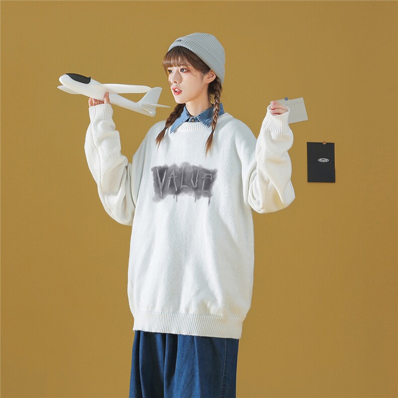 中性22秋/冬新款时尚涂鸦字母宽松百搭圆领套头毛衣M1041P50控68,男装针织衫/毛衣,A247A