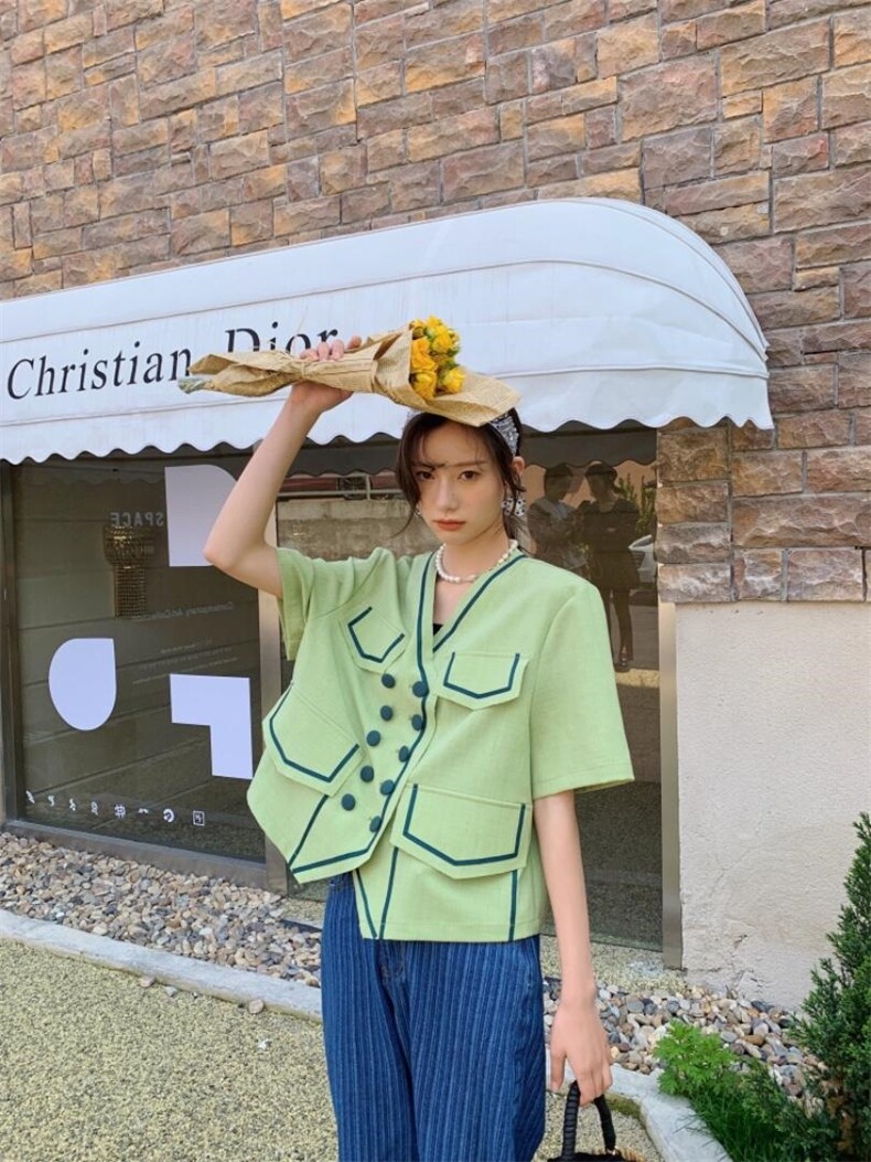 香风绿色小上衣，女装，YOUER DENG