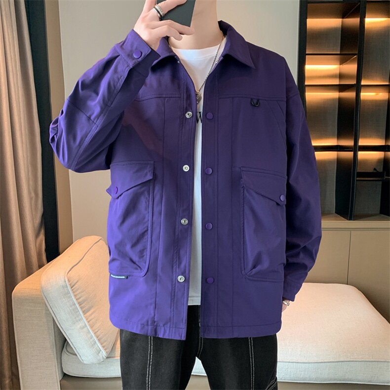 新款春季港风夜景大码冲锋衣衬衫领夹克男现货DSA157B-CS05-P55图片