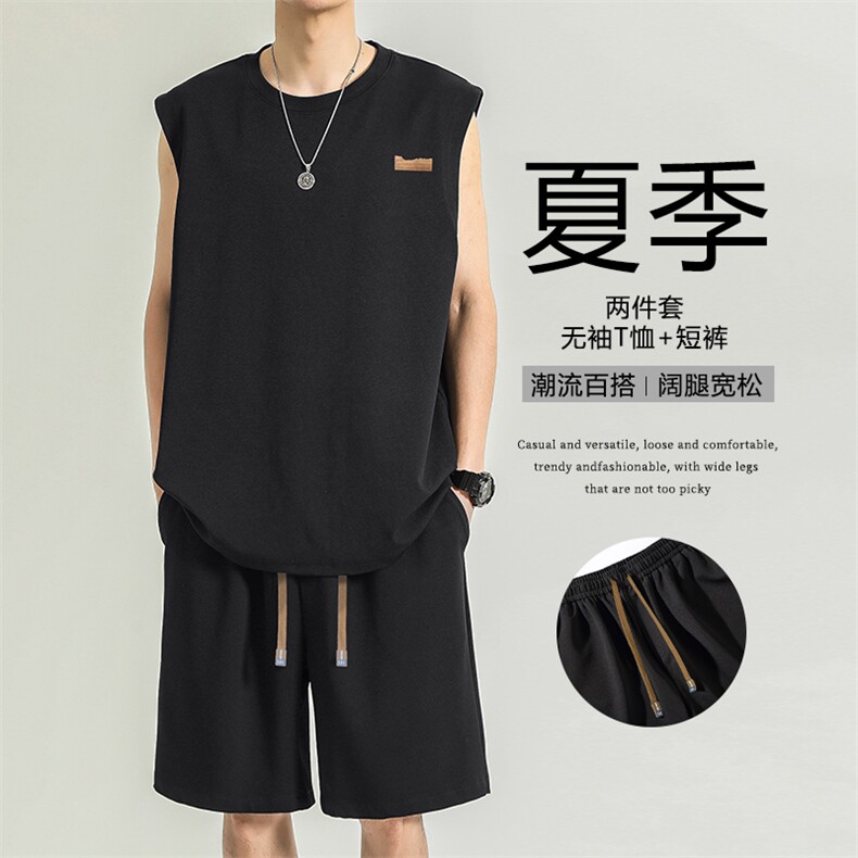 无袖t恤夏季薄款速干篮球坎肩背心冰丝休闲运动套装男TZ87-特批66图片