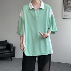 8XL-M拼接撞色短袖t恤男款夏季新款半袖POLO衫加肥加大码DT004P38，男装T恤，电商B312