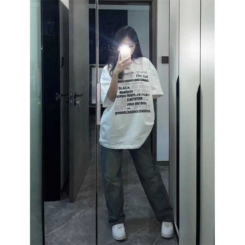 T0766-P25潮标语字母纯棉印花T白色全棉男女款情侣上衣短袖,男装T恤,星座617A-2